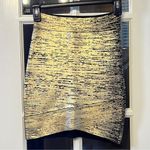 BCBG MAXAZRIA Silvie Gold Metallic Bandage Stretch Bodycon Mini Skirt Size XS Photo 4
