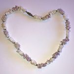 Vintage Puka Shell Chip Light Purple & Off White Beaded Boho Necklace Photo 1