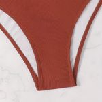 Caramel Solid Color Two Piece Bikini Sets Swimsuit, Halter Neck High Waist Size M Photo 4