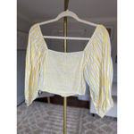 Forever 21  Gingham Crop Top Puff Sleeve Cottagecore Smocked Cotton Vaca Summer L Photo 2