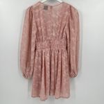 Hello Molly Flower Patch Mini Dress Pink Long Sleeves Floral V-Neck Size 2 XS Photo 6