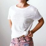 Sanctuary Linen T-shirt Top Perfectly Distressed Tee Large White Short Sleeve Photo 0