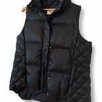G.H. Bass Black Down Feather Puffer Vest Women's Large Quilted Hooded Size XL Photo 0