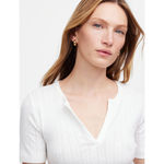 Madewell Pointelle Notch Neck Tee Shirt Cotton White Basics Casual Small NWT Photo 1