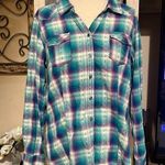 Bit & Bridle  women’s long sleeve plaid western cowboy button-down shirt size XL Photo 0
