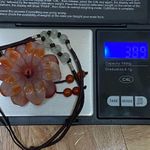 Carnelian Agate Stone Flower Adjustable Cord Necklace Photo 6