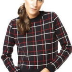 Mango MNG  Barcelona sweater Plaid Blue, Red and white Women's size L Photo 0