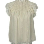 Moodie Blouse Small Off White Short Sleeve Ruffle Detail Vintage Look Photo 0