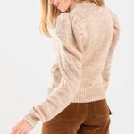 Harper Heritage  Heathered Tan Carmen High Neck Puff Sleeve Sweater Photo 1