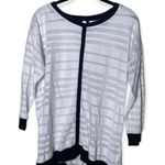 Jones New York Sport Women’s Size M Striped Lightweight Top White Black Trim Top Photo 0