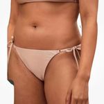 Aerie NEW Ribbed Cheekier Plus String Bikini Bottom metallic Taupe Size XXL Photo 1