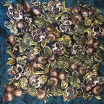 Vintage Scarf‎ Fruit Pomegranate Floral Green Brown Square Christmas Photo 2