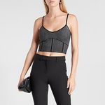 EXPRESS Black Herringbone Cropped Sweater Tank Photo 1