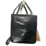 AOTA Elena Bucket Bag Black Vegan Leather Crocodile Embossed Crossbody Strap Photo 3