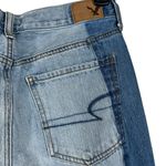 American Eagle  SZ 6 Vintage Hi-Rise Cropped Jeans Button-Fly Two-Tone Chewed Hem Photo 6