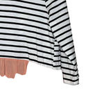 Umgee Tunic Top Size Small White Navy Striped Pink Bottom Cotton Blend Womens Photo 2