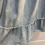 New In Boutique Bow Overall Dress, Raw Hem Details, Medium Blue Photo 3