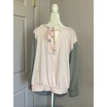 1. State  Light Pink and Grey Sweater - Keyhole Tie Back Crewneck M Photo 2