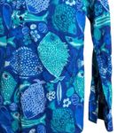 Talbots  Tunic Top Womens Small Blue Multicolor Fish Ocean Novelty Print Blouse Photo 4