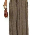 High Waist Wide Leg Palazzo Culottes Loose Pants Womens Small Olive Green Tan Photo 1
