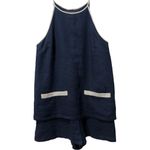 STAUD ‎ Mateo Navy / White Trim Linen Romper Lined Size Medium Photo 2