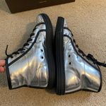 Gucci Authentic  California metallic silver leather studded high top sneakers Photo 4