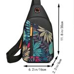 None Casual Black & Floral Print Oxford Sling Crossbody Bag Photo 7