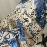 Style & Co blue and tan abstract print studded double layer top size large Photo 3