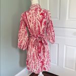 Victoria Dunn Wild Flower Pink Cream Cotton Tie Shirt Dress Dress Size XS Photo 2