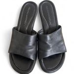 American Vintage 90'S‎ VTG. BLACK LEATHER CHUNKY HILLARD & HANSEN WEDGE SANDALS SIZE 8. Photo 3