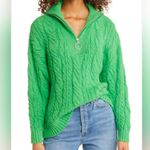 Topshop Green Oversized Collared Cable Knit Quarter Zip Sweater XS Photo 2