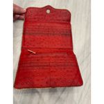 Rebecca Minkoff Red Ostrich Embossed Leather Zip Around Clutch Wallet Organizer Photo 3