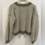 Pink Rose  Green and White Women's Sweater sz Large Photo 1