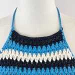 BP New  Crochet Zig Zag Stripe Tie Back Halter Top Blue Photo 8