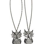 Vintage Pair of Articulated Owl Enamel Necklaces Photo 0