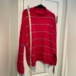 kim rogers NWT  Size L Pink Silver Stripe Metallic Mock Neck Oversized Sweater Photo 7