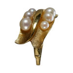 Vendome Vintage 12k Gold Genuine 6 Pearl Statement Ring Photo 2