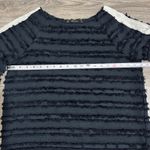 ZARA BASIC Black Textured Fringe Border White Side Long Sleeve Top Women Size M Size M Photo 6