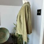 Dialogue Womens Sage Pastel Green Genuine Leather Short Suede Jacket Fringe Western Large Photo 2