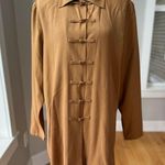 Vintage August Silk Tan Brown Silk Tunic Asian Style Jacket Dress Shirt Size 12 Photo 3