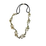 Golden leaves golden tone and rhinestone necklace Gold Photo 3