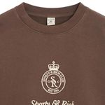 🆕 SPORTY & RICH | CROWN EMBROIDERED PULLOVER SWEATSHIRT | SIZE: SMALL Brown Photo 3