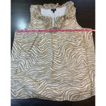 Talbots  Ruffle Neck Tank Womens Size 14W Brown White‎ Zebra Print Office Church Photo 6