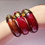 Red & gold chunky bangle bracelet with resin and stainless steel Photo 0