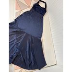 Lulus NWOT  Mesmerizing Impression Navy Blue Mixed Media Halter Maxi Dress Size S Photo 2