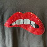 Black Cropped Sweatshirt with Sparkling Lip Design Size L Photo 1