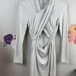 Tiger Mist  Grey Abstract Cross Cut Mini Dress - Size - Small Photo 1