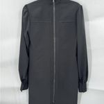 Toccin Black Now Tie Neck Zip Back Long Sleeve Modest Women 0 Dress Dark Peasant Photo 3