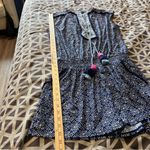 Cabana Life West Indies Fringe Romper Blue White Geometric Printed Jumpsuit L Size L Photo 11