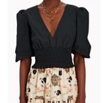 Intermix  Scarlet Puff Sleeve Poplin Top Black Dress 3/4 sleeve size medium Photo 0